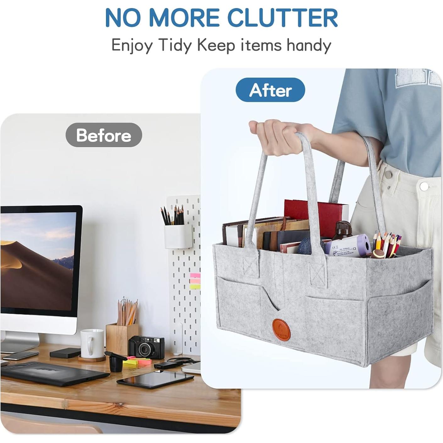 Organizador de Pañales Maliton Gris - Caddy Fieltro 38x22x17 cm