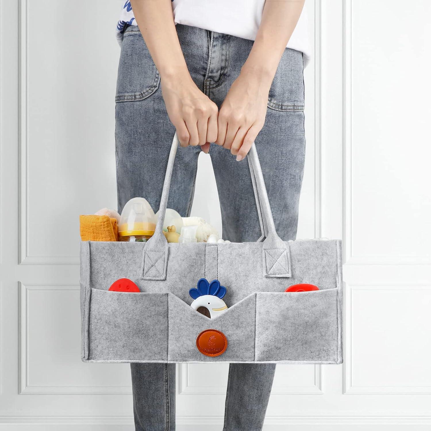 Organizador de Pañales Maliton Gris - Caddy Fieltro 38x22x17 cm