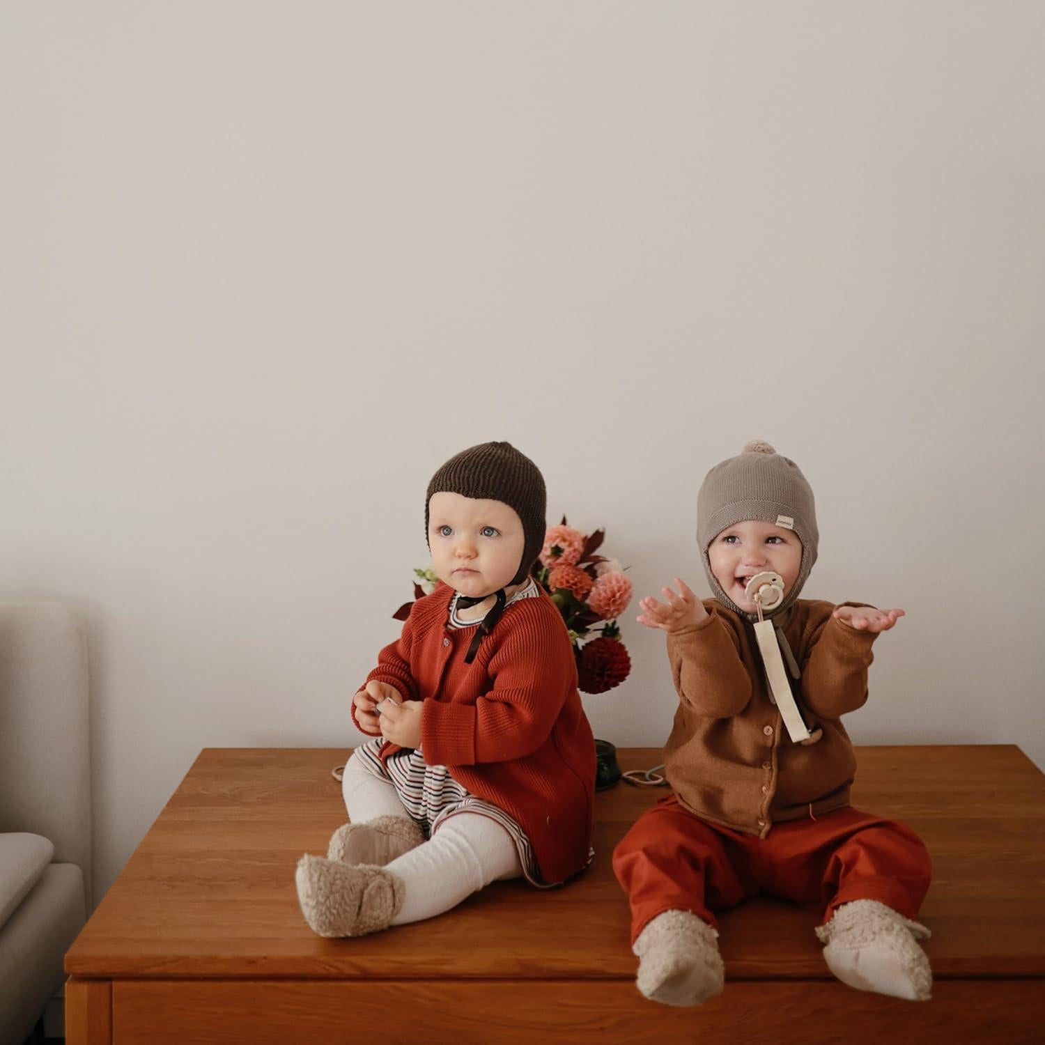 Clip de Chupete de Lino Mushie - Paquete de 2 Rosa/Cream