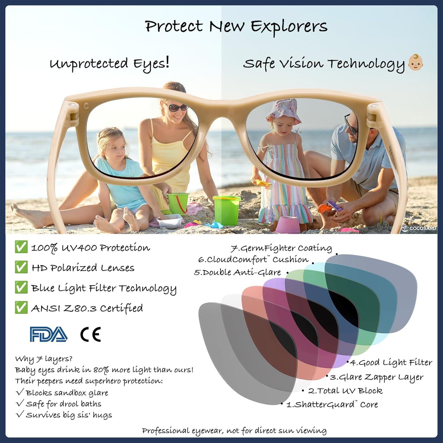 Gafas de sol polarizadas COCOSAND para bebés 0-24 meses UV