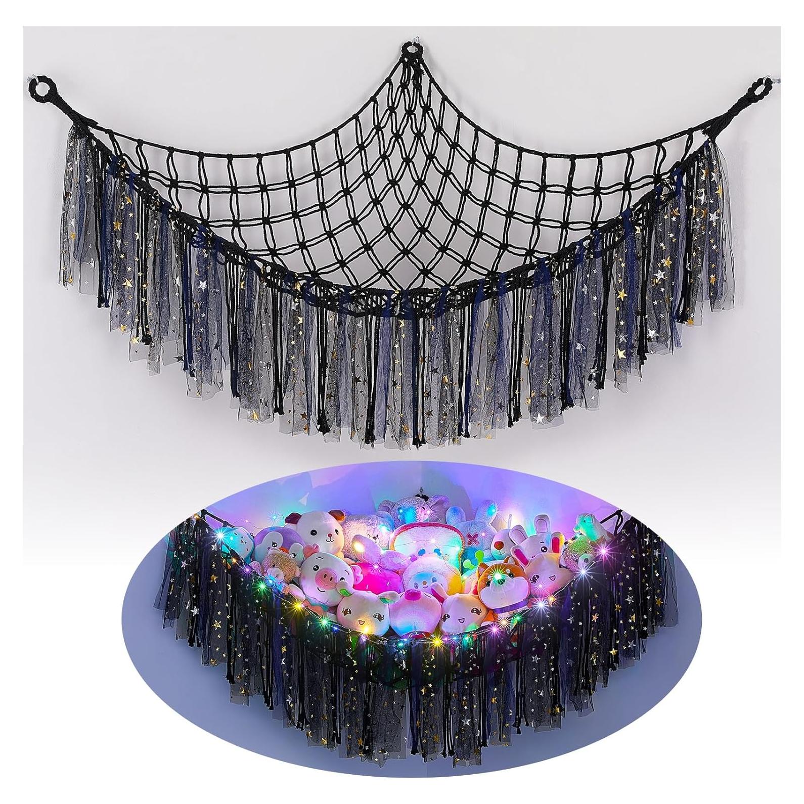 Hamaca Organizador de Peluches Fashionfamily 150x100 cm con Luz LED