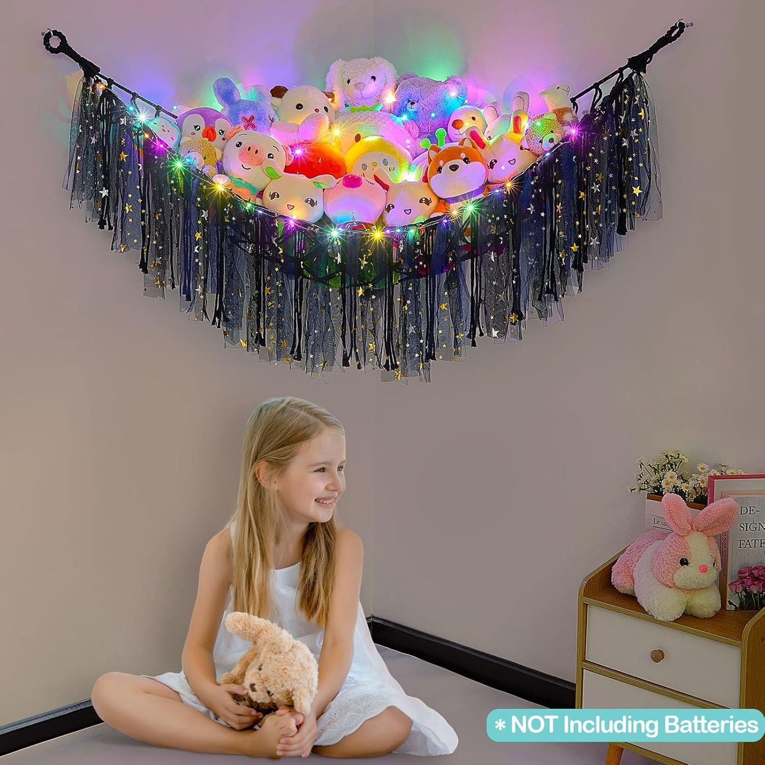 Hamaca Organizador de Peluches Fashionfamily 150x100 cm con Luz LED