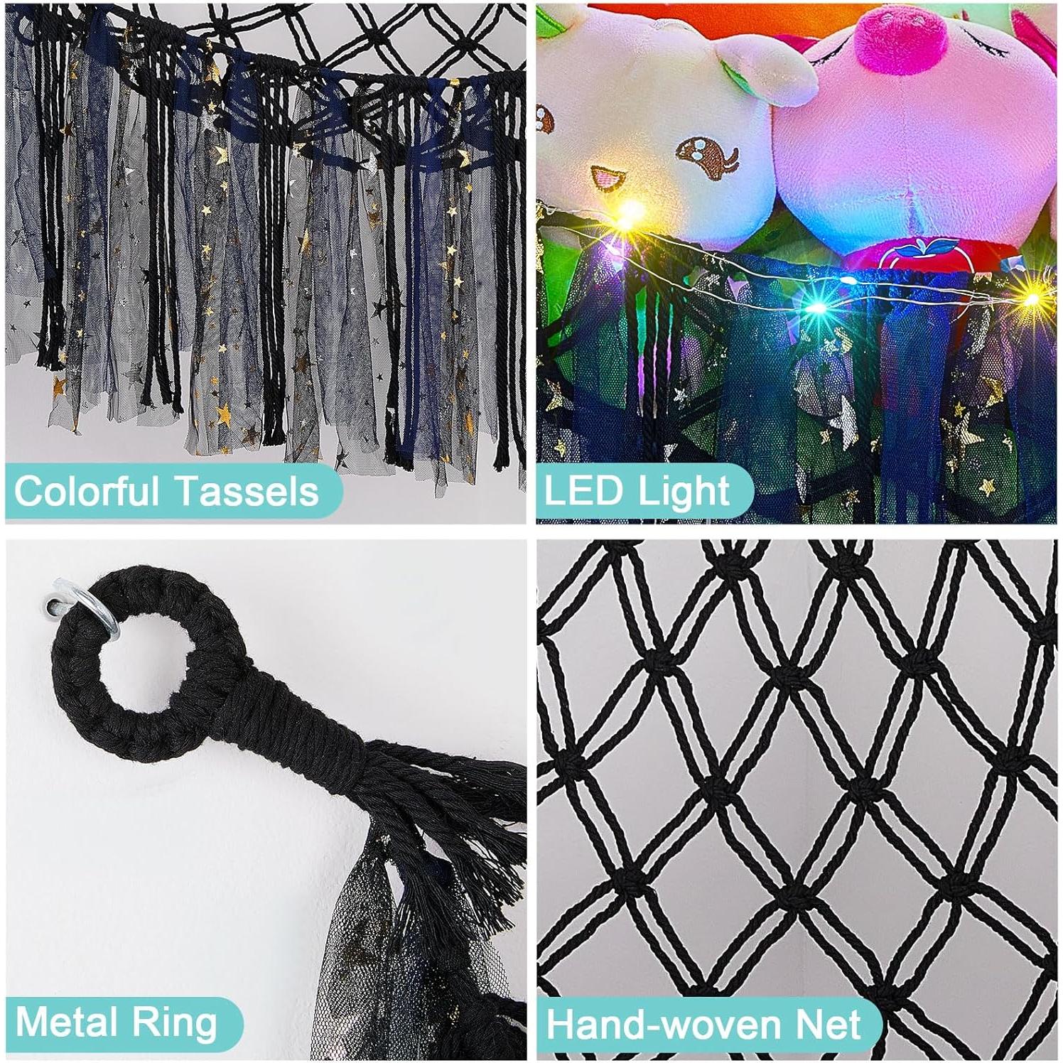 Hamaca Organizador de Peluches Fashionfamily 150x100 cm con Luz LED