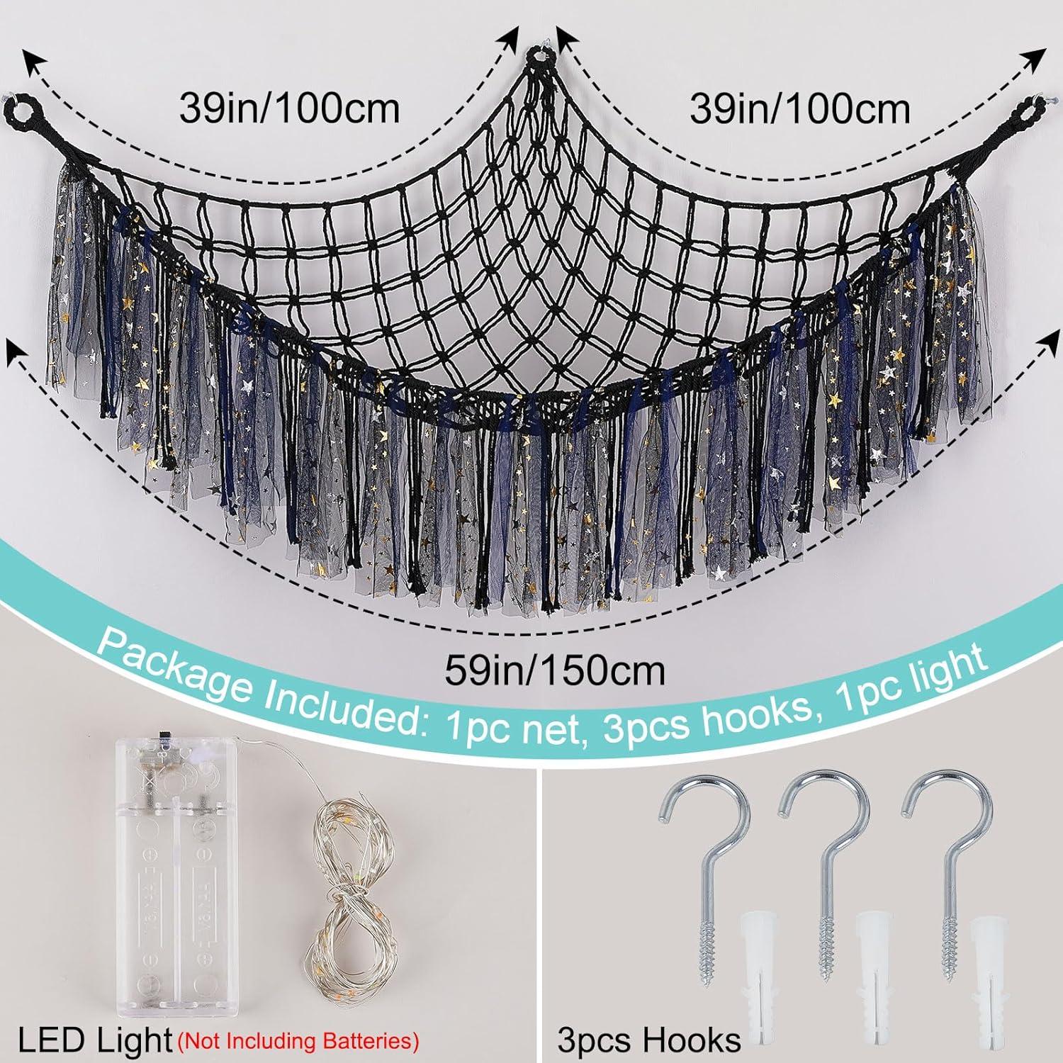 Hamaca Organizador de Peluches Fashionfamily 150x100 cm con Luz LED