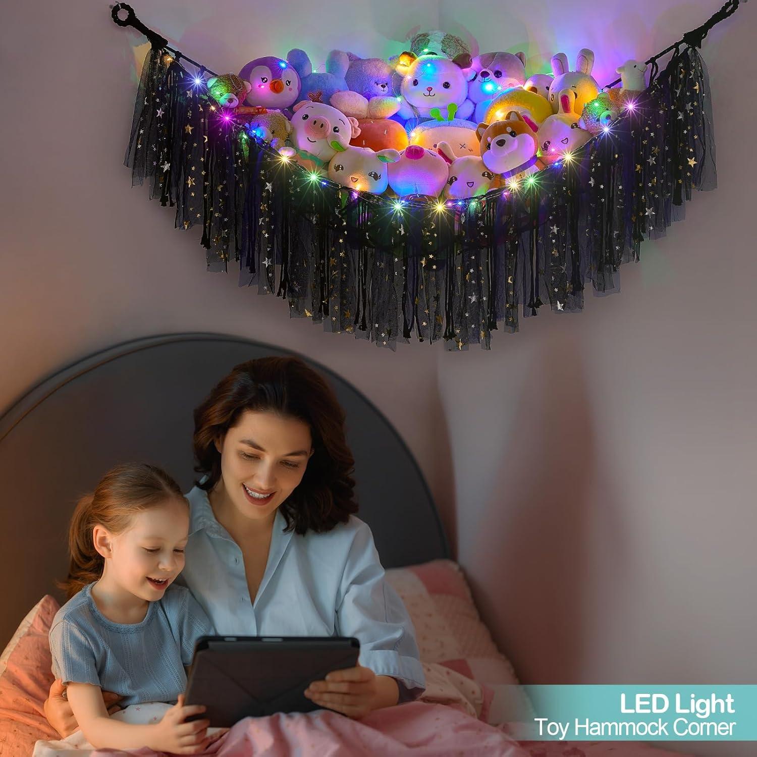 Hamaca Organizador de Peluches Fashionfamily 150x100 cm con Luz LED