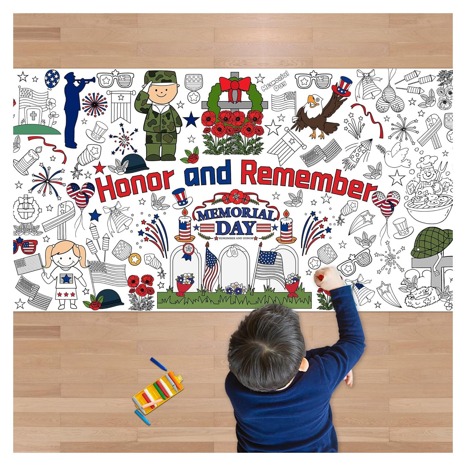 Póster Gigante para Colorear OHOME 182.9x76.2 cm Día de los Caídos