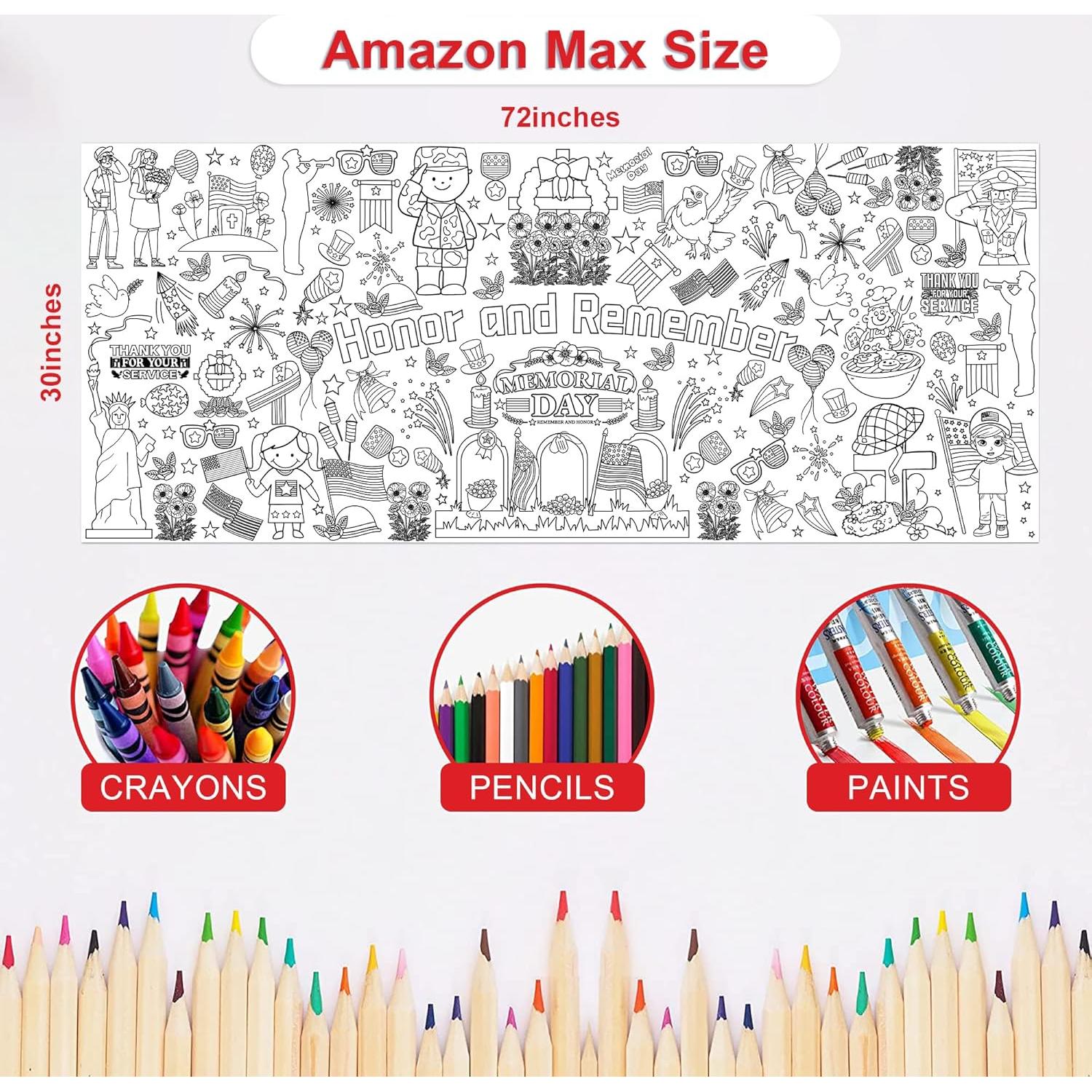 Póster Gigante para Colorear OHOME 182.9x76.2 cm Día de los Caídos