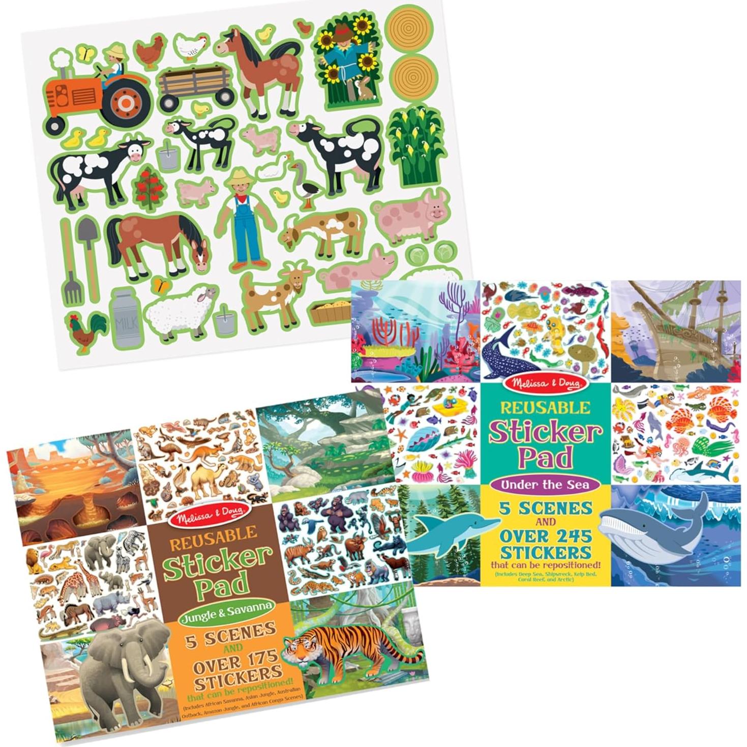 Almohadillas de Calcomanías Reutilizables Melissa & Doug - Selva, Granja y Mar