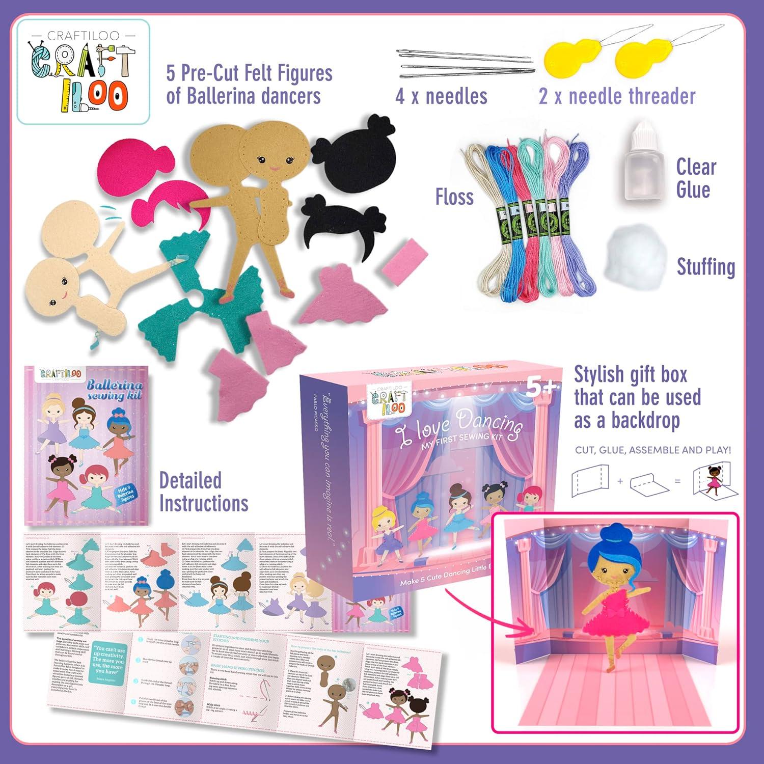 Kit de Costura CRAFTILOO Bailarinas para Niños 5-12 Años