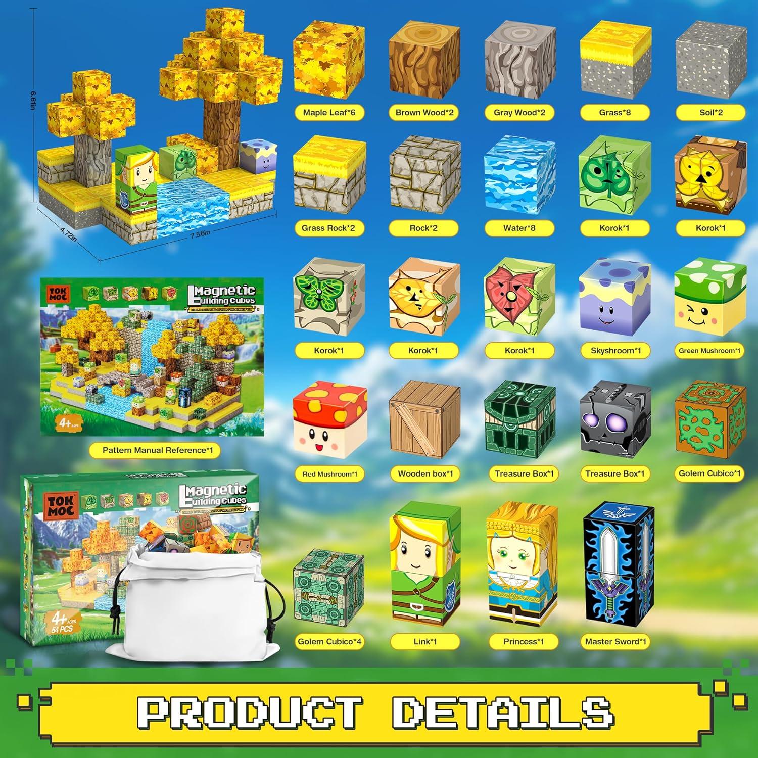 Bloques de Construcción Magnéticos 54PCS Shantoushi para Niños