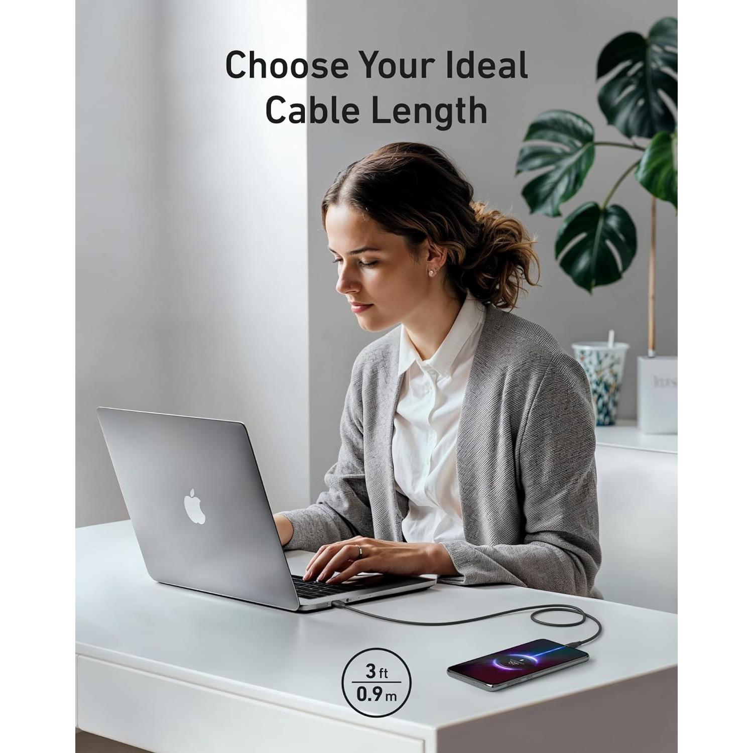 Cable USB A a USB C Anker 15W 3 pies 2Pack Negro