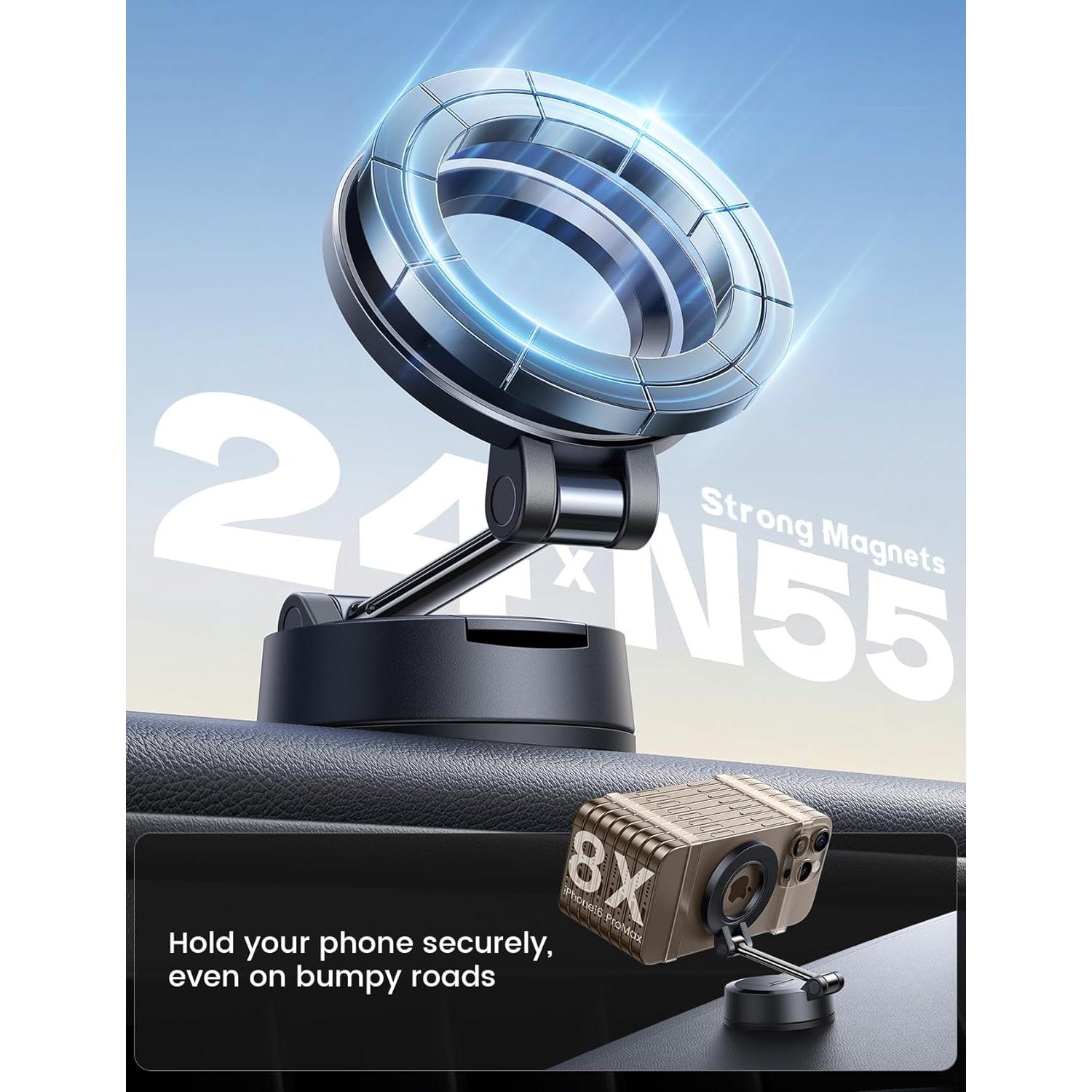 Soporte de Coche Lamicall MagSafe 360° Negro para iPhone