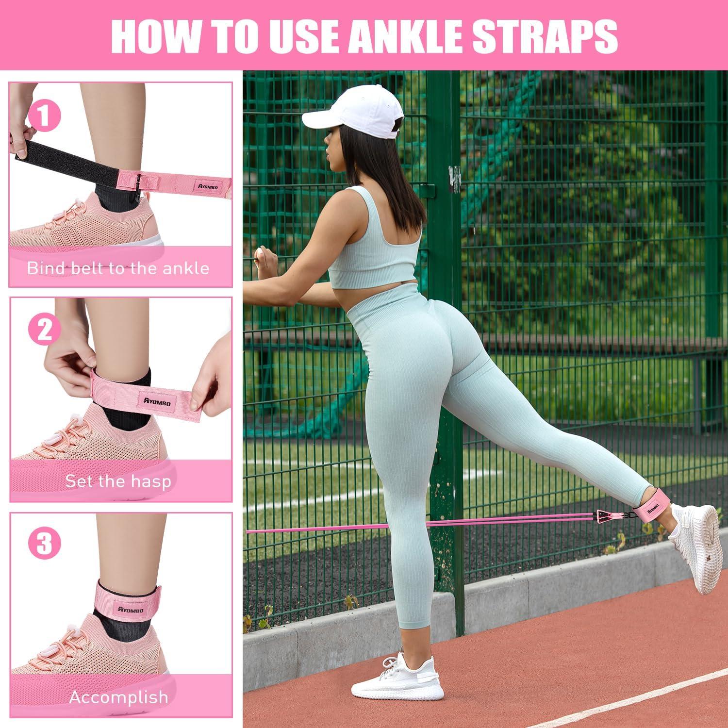 Bandas de Resistencia Ayombo con Mangos y Anclaje - Rosa