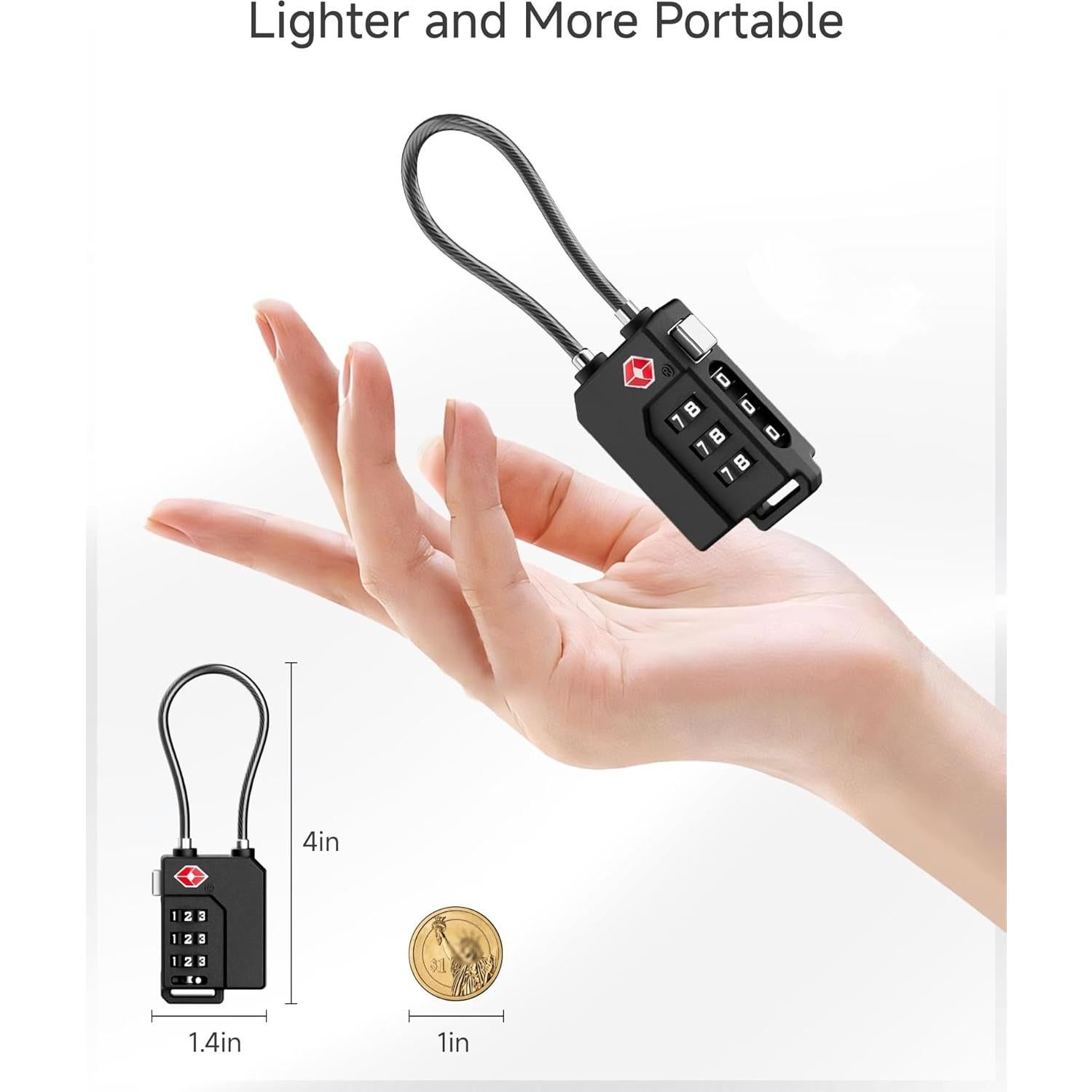 Candados TSA LUGGEX para Equipaje 2 Paquete Negro