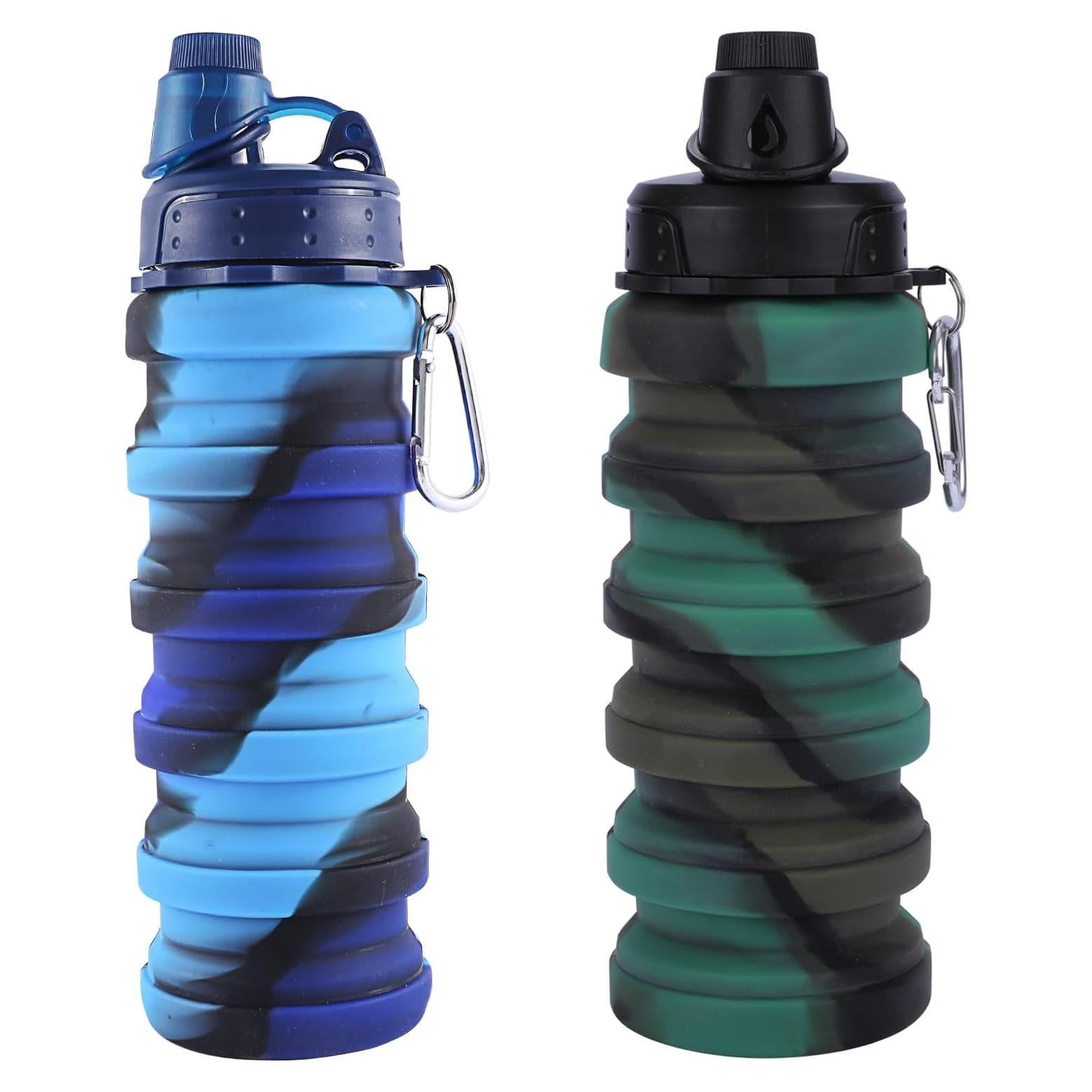 Botella de Agua Plegable MAKERSLAND 0.5L Silicona Azul Camuflaje