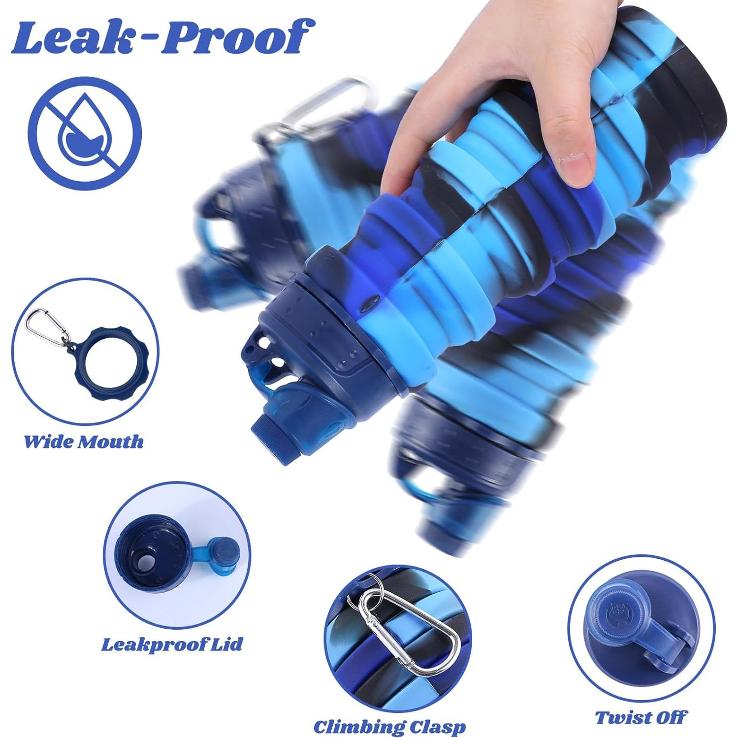 Botella de Agua Plegable MAKERSLAND 0.5L Silicona Azul Camuflaje