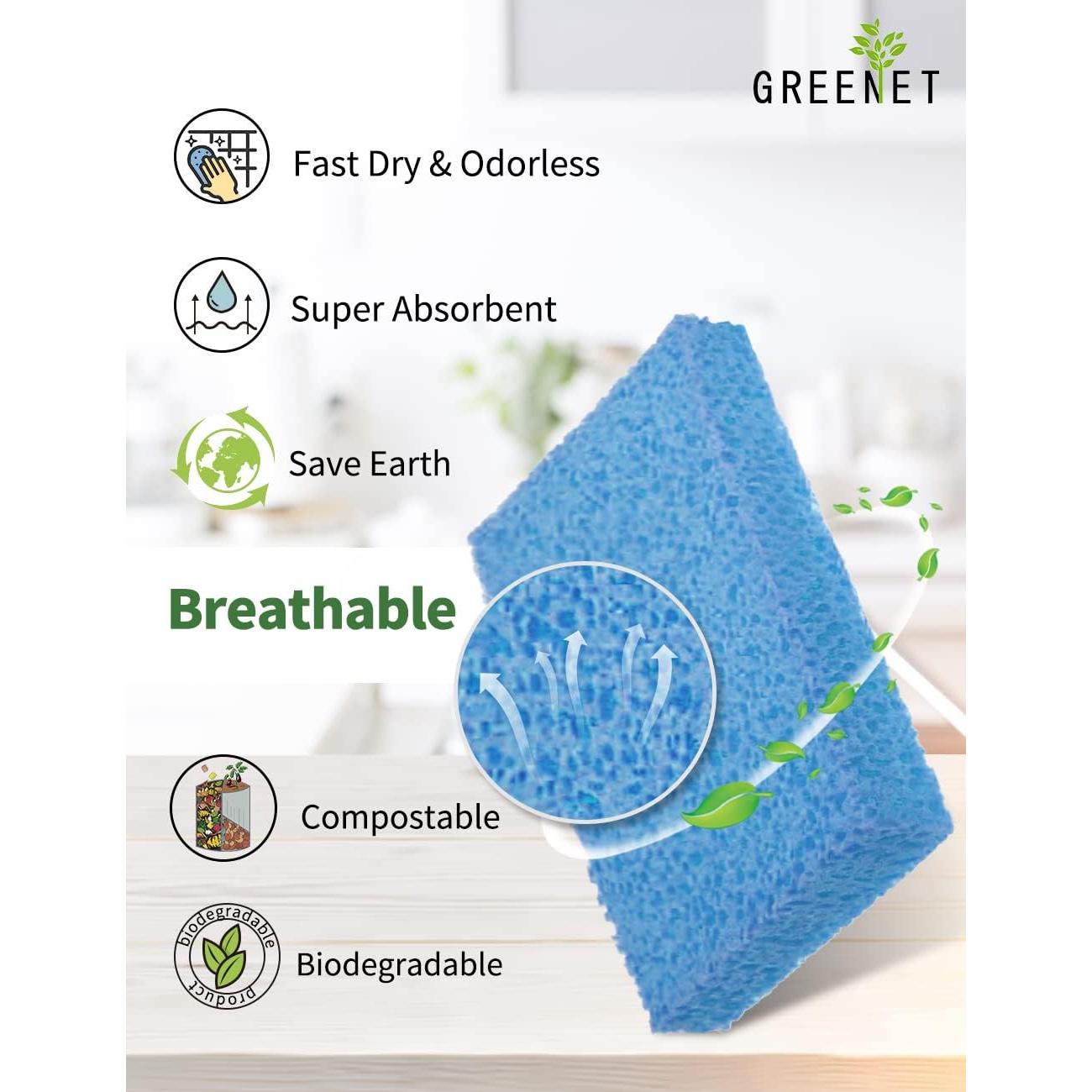 Esponjas de Celulosa Ecológicas Greenet, Paquete de 8 Grandes