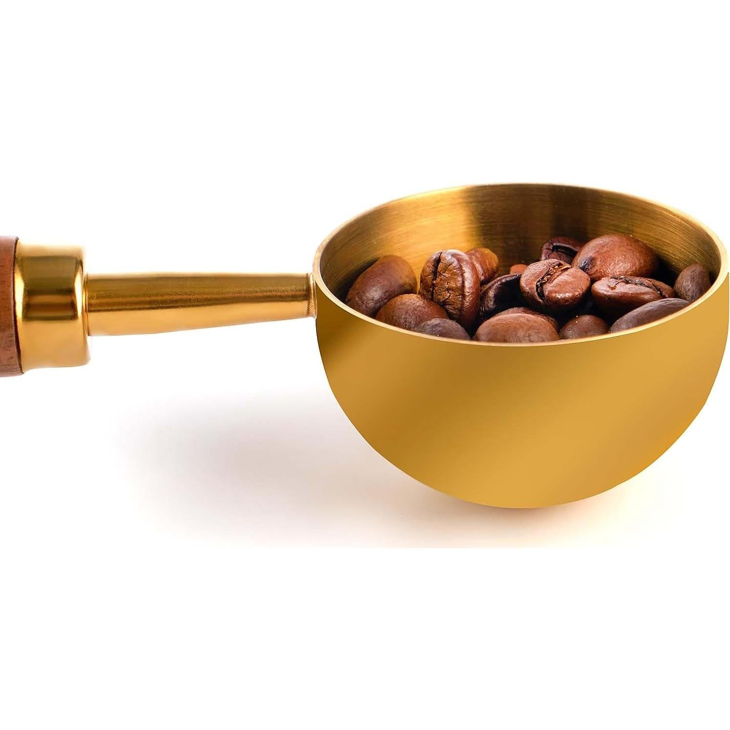 Cuchara medidora de café CheBuono 10g acero inoxidable y nogal