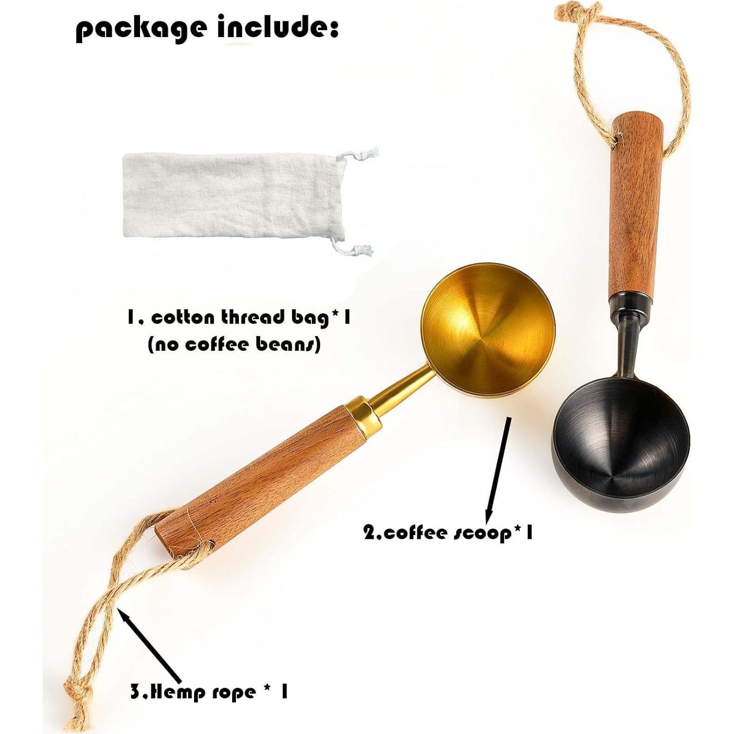 Cuchara medidora de café CheBuono 10g acero inoxidable y nogal