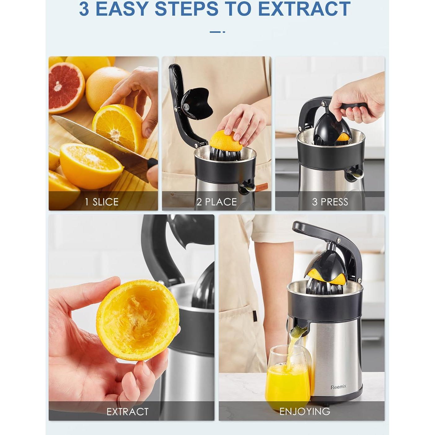 Exprimidor Eléctrico de Cítricos Reemix 85W Acero Inoxidable