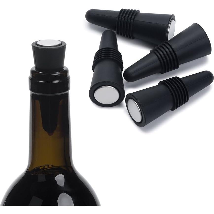 Tapones para Vino OHMAXHO de Silicona - Juego de 5, Negro