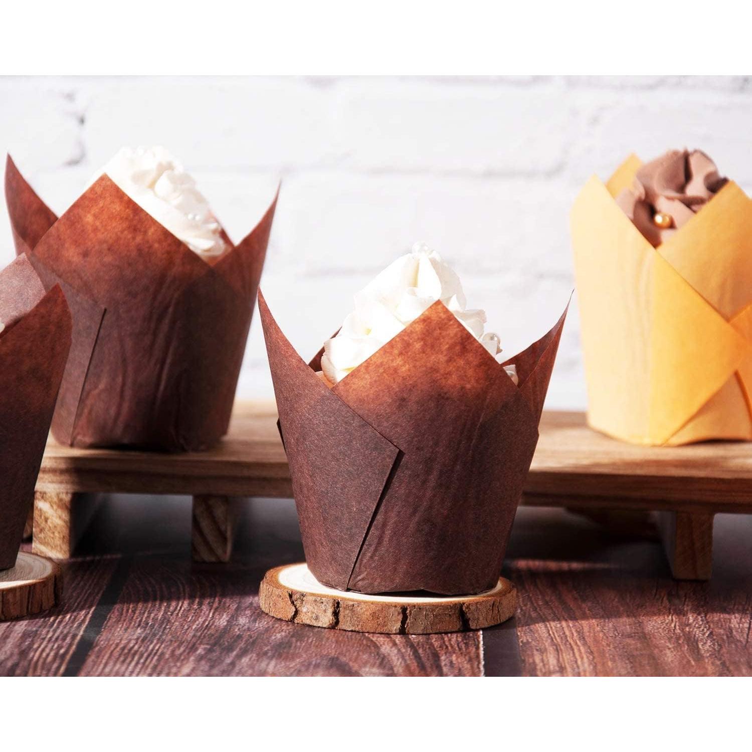 Forros de Cupcake Tulipán XP-ART 300pcs Medianos Marrón