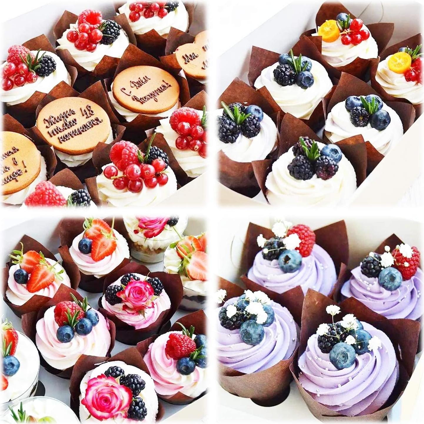 Forros de Cupcake Tulipán XP-ART 300pcs Medianos Marrón