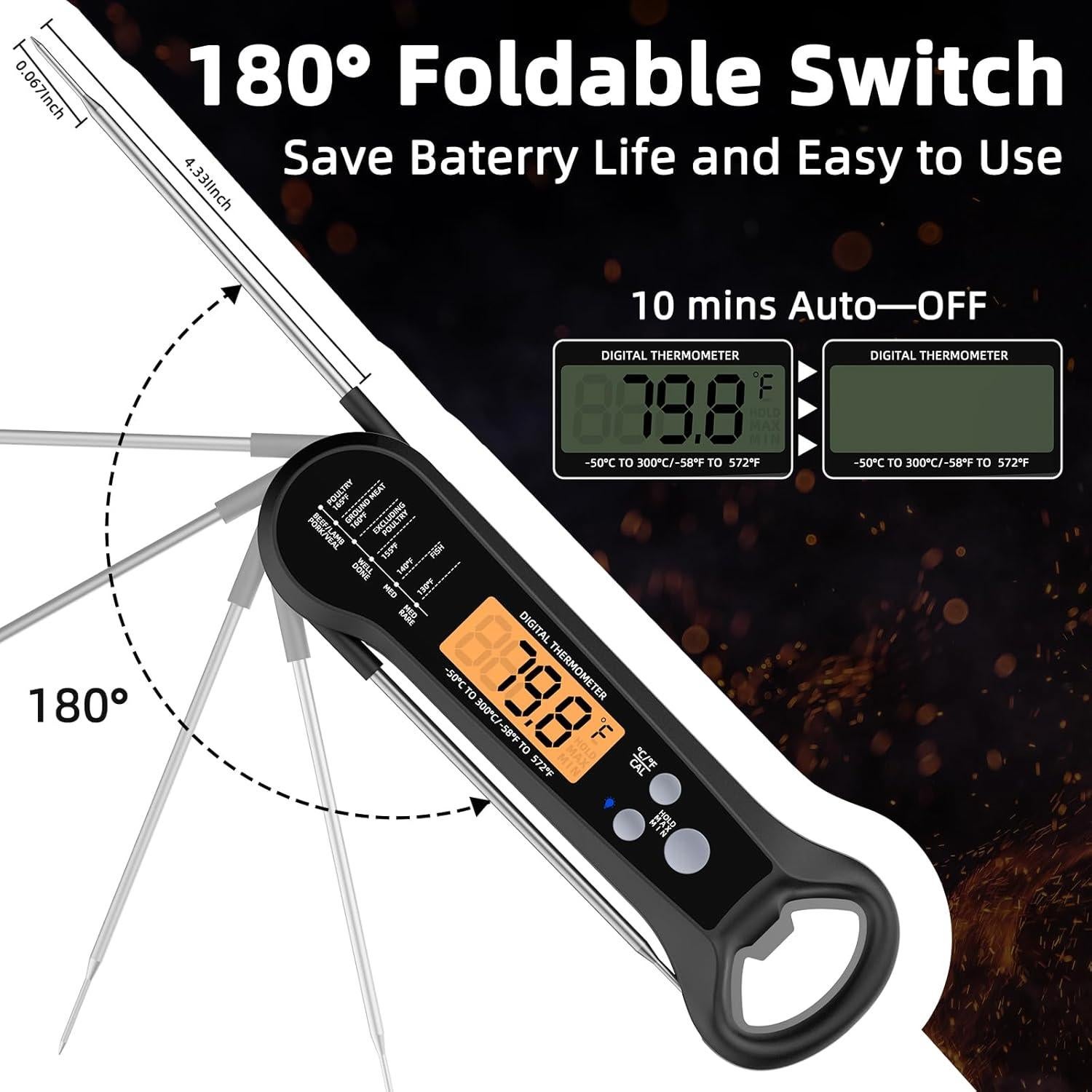 Termómetro Digital de Carne Bilitase D3 Impermeable 300°C