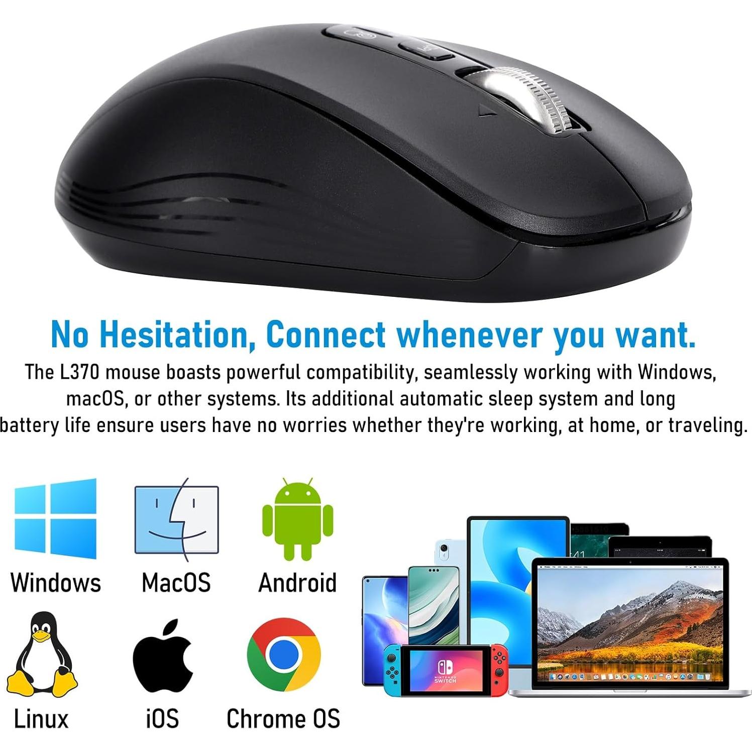 Ratón Inalámbrico CITLLA L370, 2 Bluetooth, USB, Silencioso