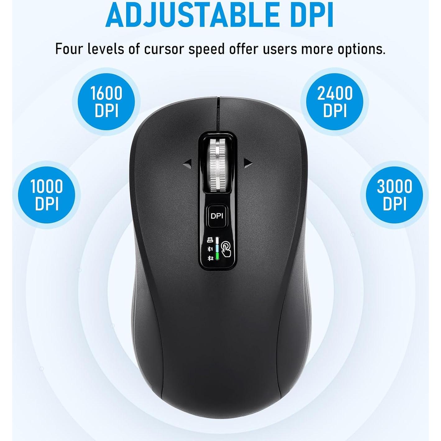 Ratón Inalámbrico CITLLA L370, 2 Bluetooth, USB, Silencioso