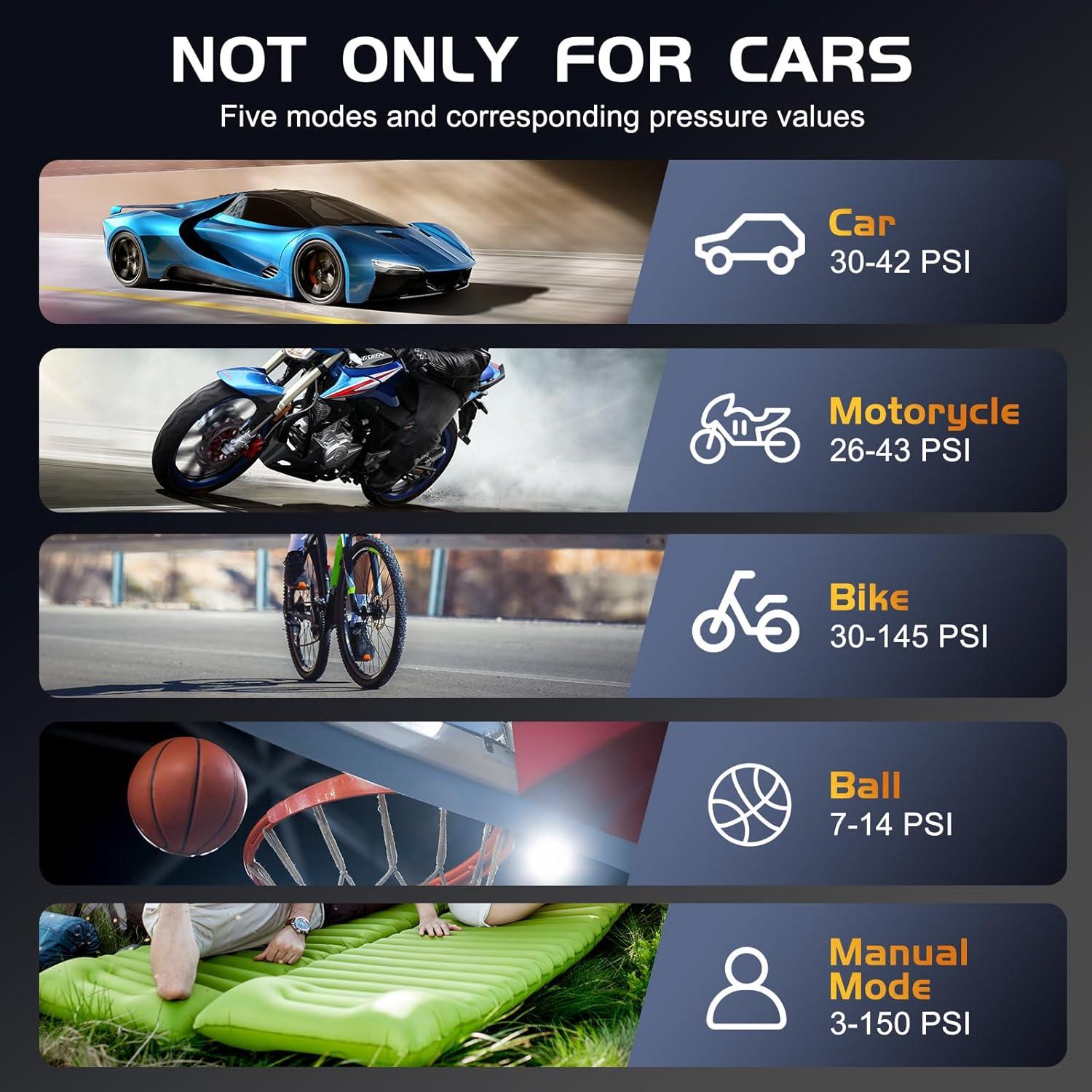 Compresor de Aire Portátil ZUZEE-Q13 150PSI con Luz LED