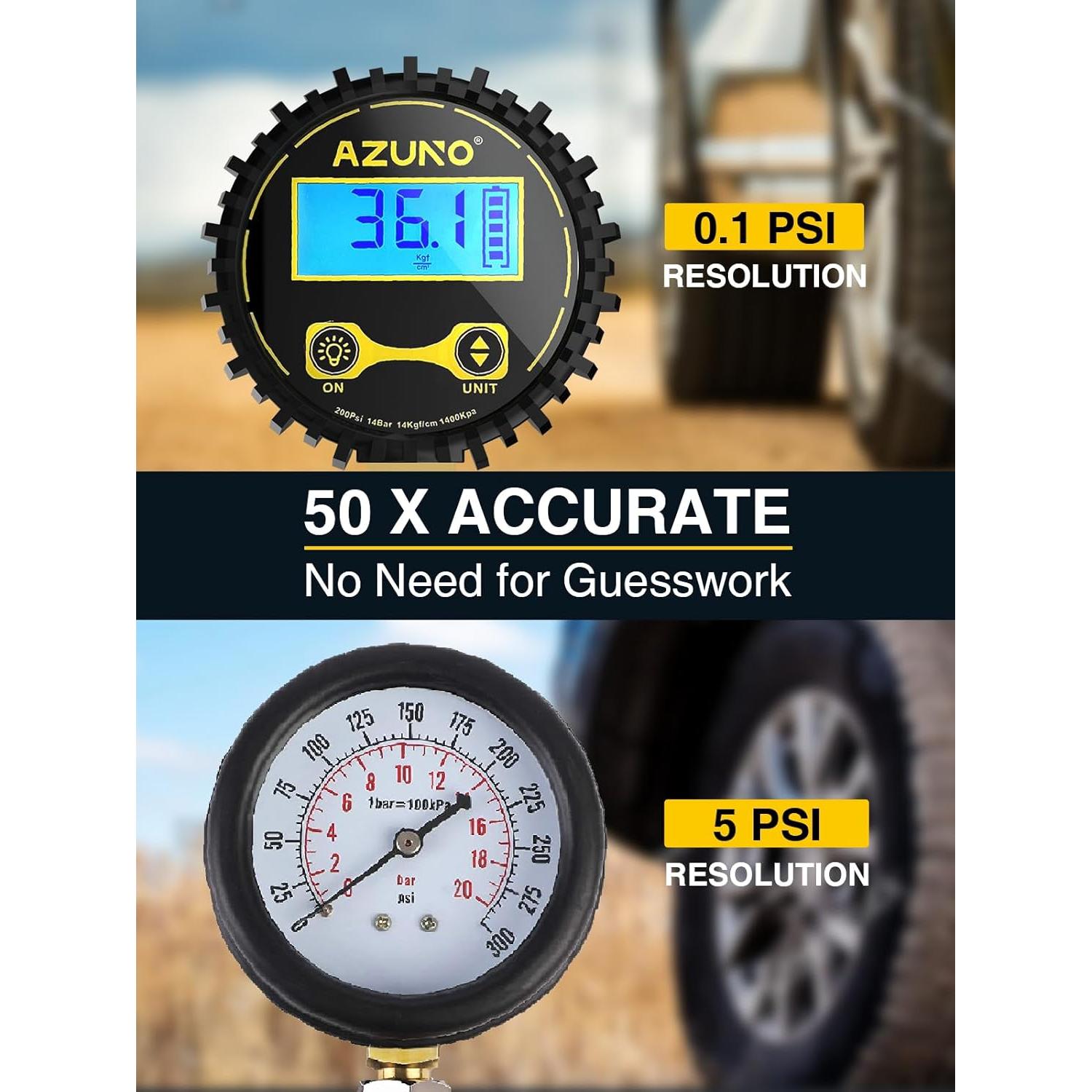 Inflador de Neumáticos Digital AZUNO con Manómetro 200 PSI