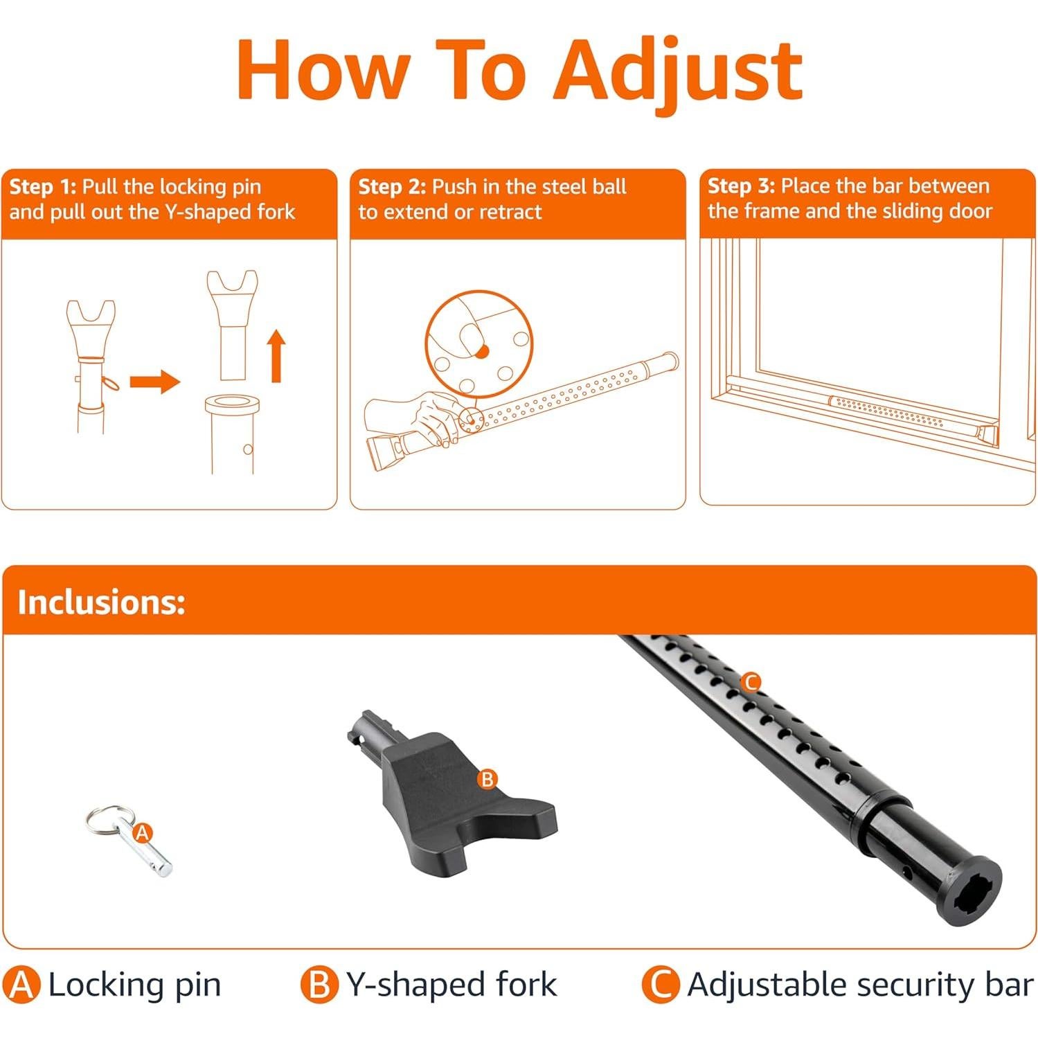 Barra de Seguridad Ajustable Amazon Basics 63.5-106.7 cm Negra