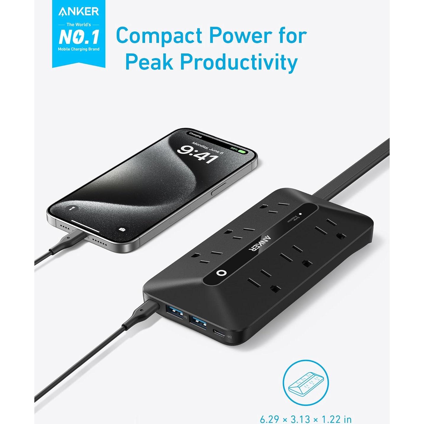 Regleta de Enchufes Anker A91F2 10-en-1 1.5m USB-C y AC