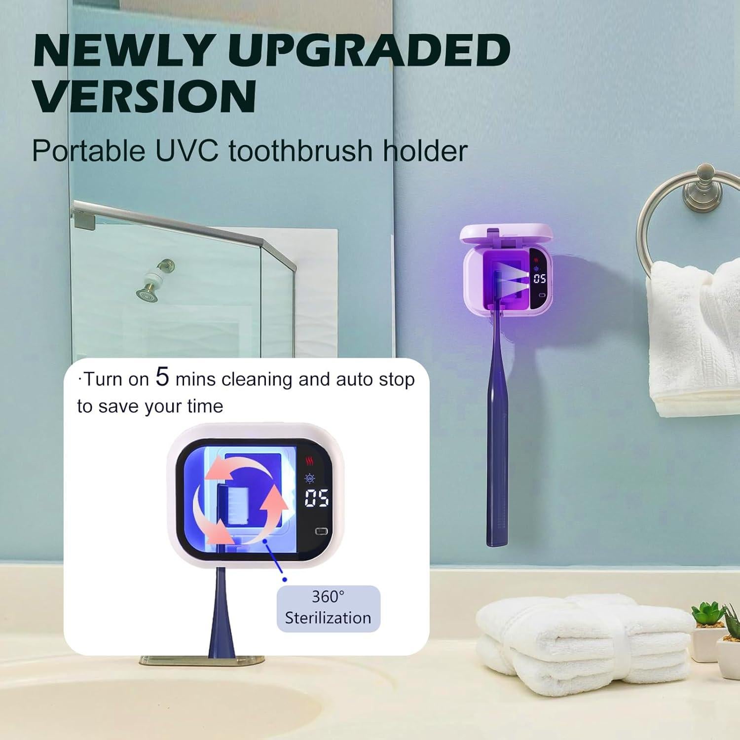 Limpiador UV-C para Cepillos de Dientes Portátil Negro