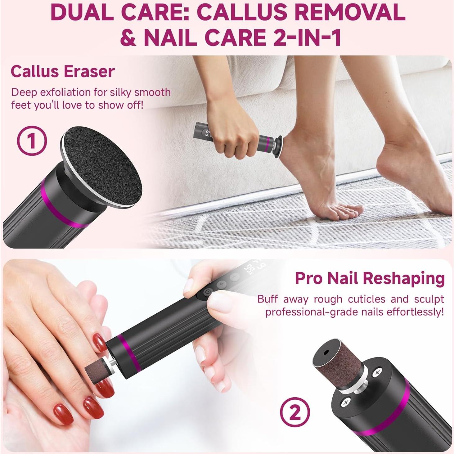 Removedor de Callos Eléctrico Dermave 2 en 1 Inalámbrico Gris