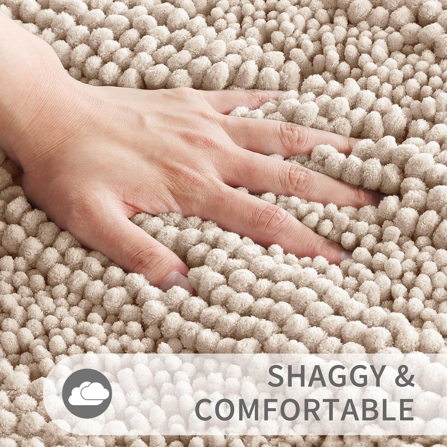 Alfombra de Baño Yimobra 61x43 cm Antideslizante Chenille Beige/Rosa