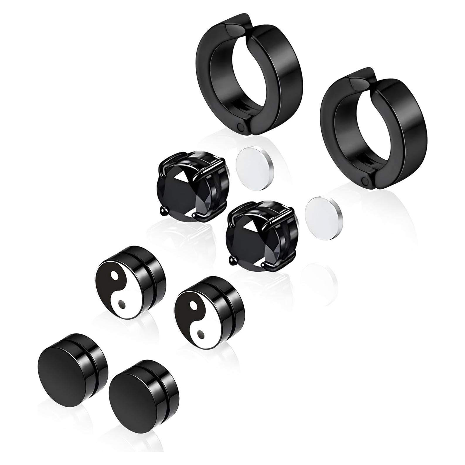 Pendientes Magnéticos Hipoalergénicos Trinckle 4 Pares Acero Inoxidable