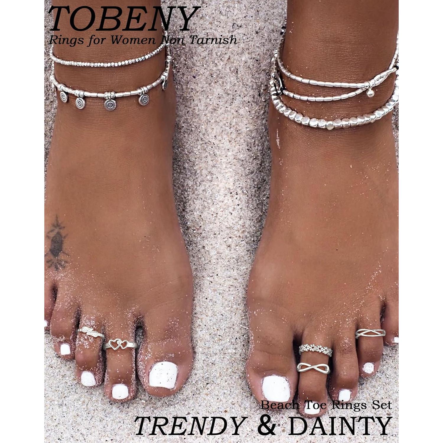 Conjunto de 12 Anillos Ajustables de Oro 14K para Mujeres