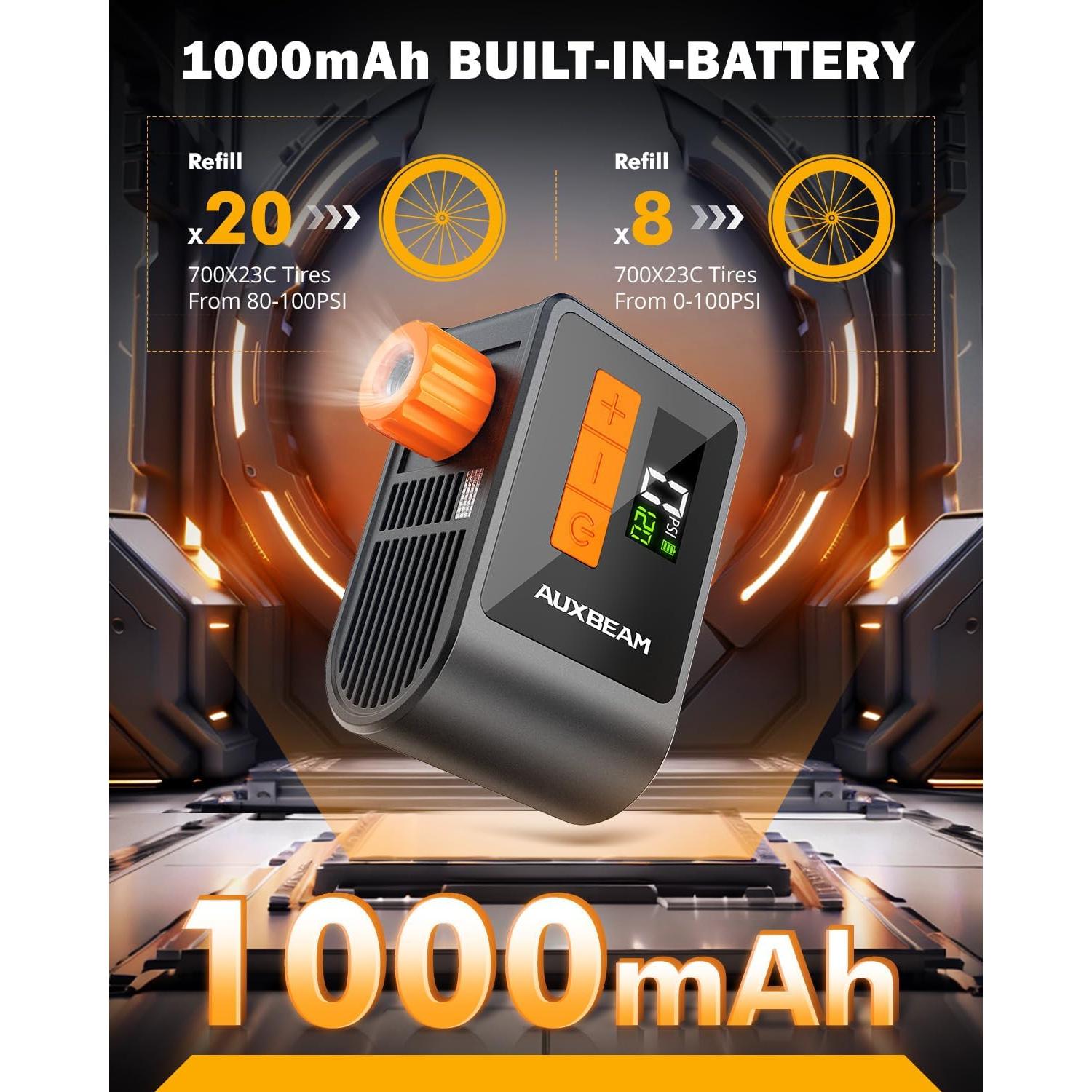 Bomba de Bicicleta Auxbeam AB-BL03 con Manómetro 120PSI