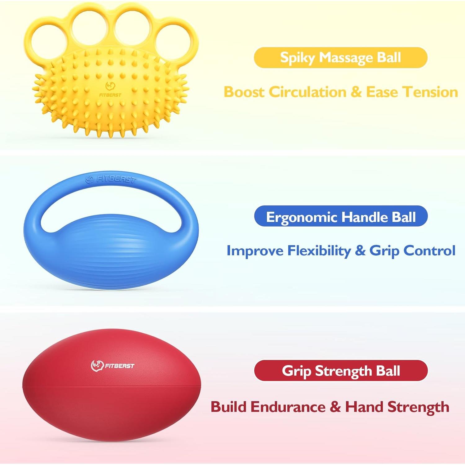 Juego de Pelotas de Ejercicio FitBeast - 3 Piezas para Mano