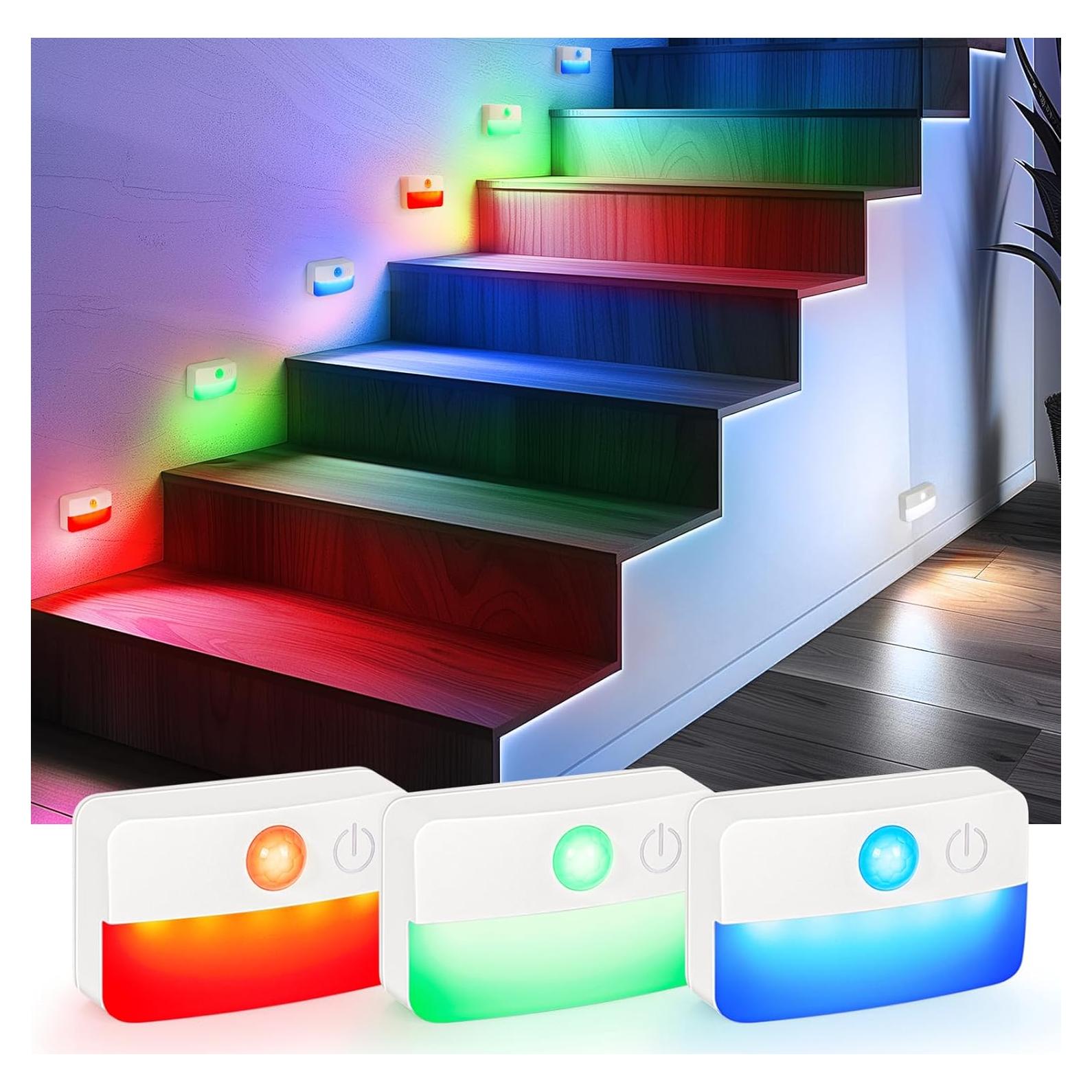 Paquete de 3 luces de escalera Guankaidianzishangwu RGB con sensor