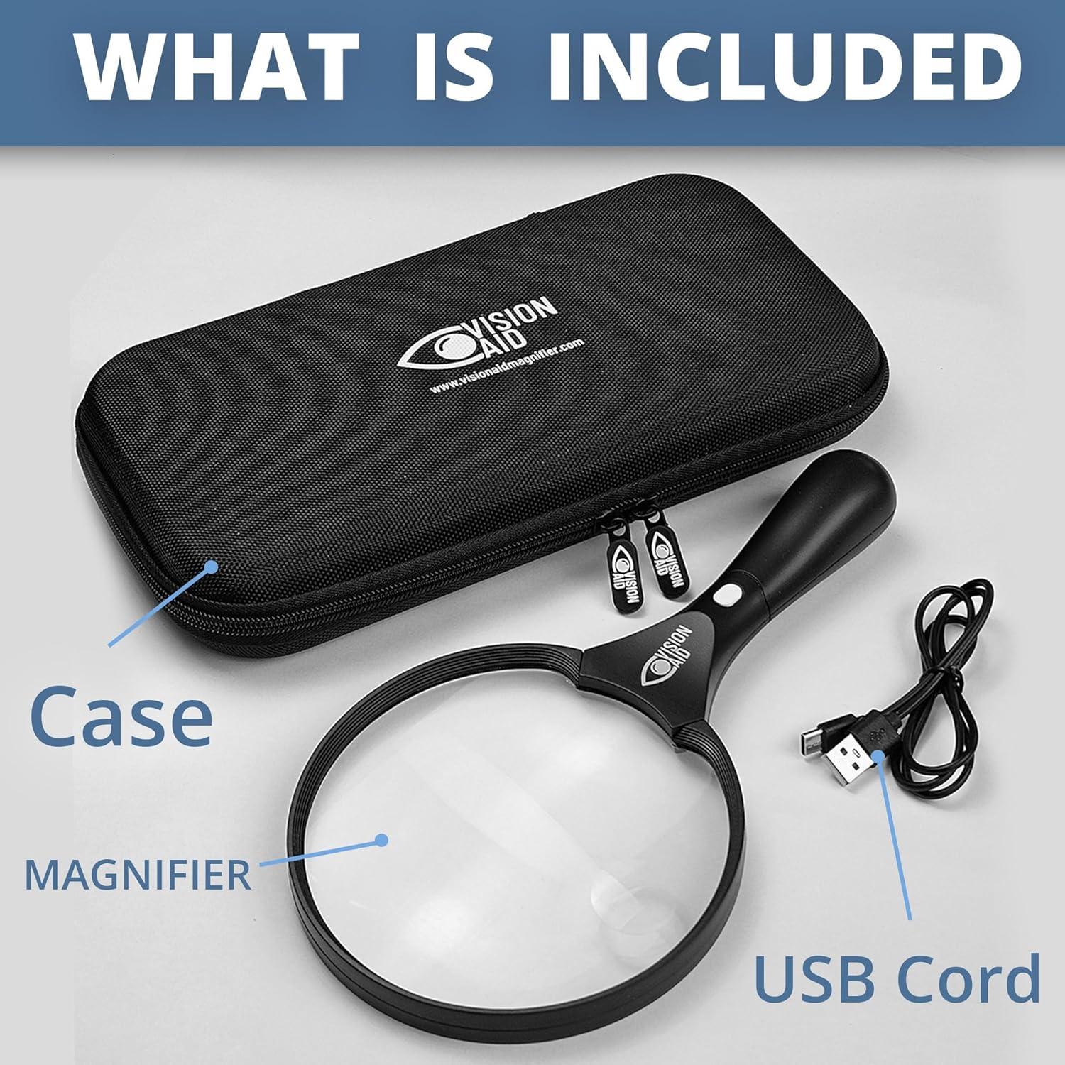 Lupa Grande Vision Aid 5.5" LED Recargable USB 45X 20X