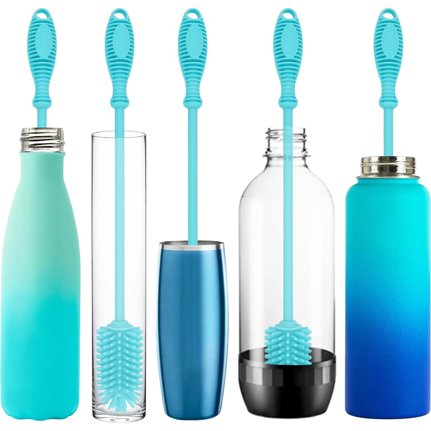 Cepillo Limpiador de Botellas Kitchiny 31.75 cm Silicona Azul