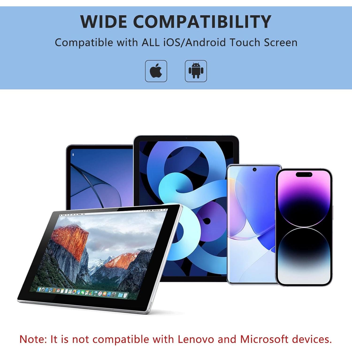 Stylus Pen for iOS&Android Touch Screens, Active Pencil for Samsung, Smart Digital Stylus Pens for Lenovo/Huawei/Vivo/Mi and Other Tablets, iPhone/Samsung/Google Pixel Smart Phones Drawing&Writing