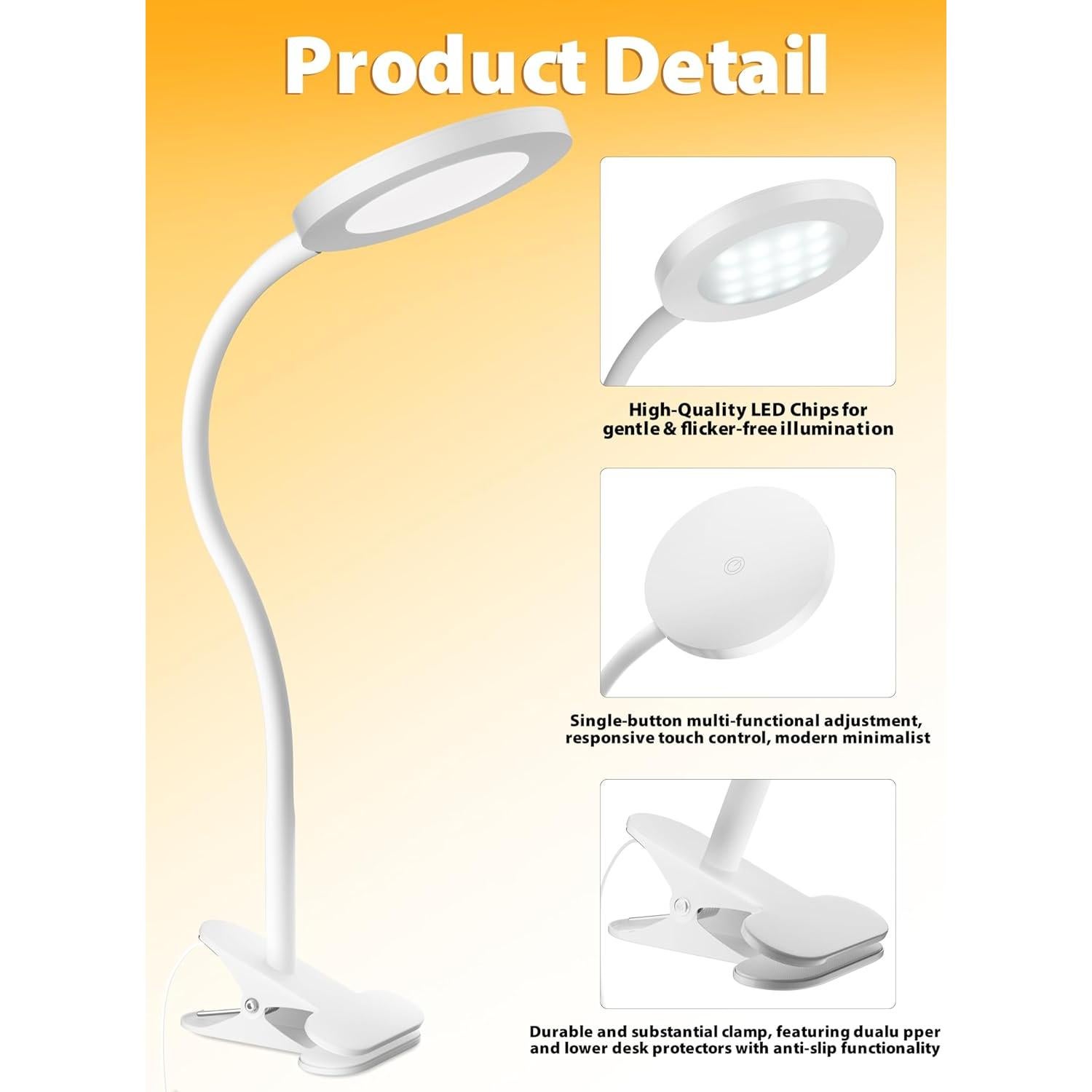 Lámpara de Clip LED Deeloop CL-HT6102C-W 450LM Regulable