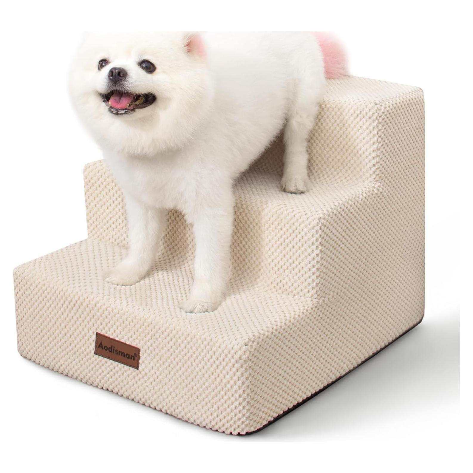 Escalera para Mascotas Antideslizante Aodisman 3 Pasos Beige 34.5 cm