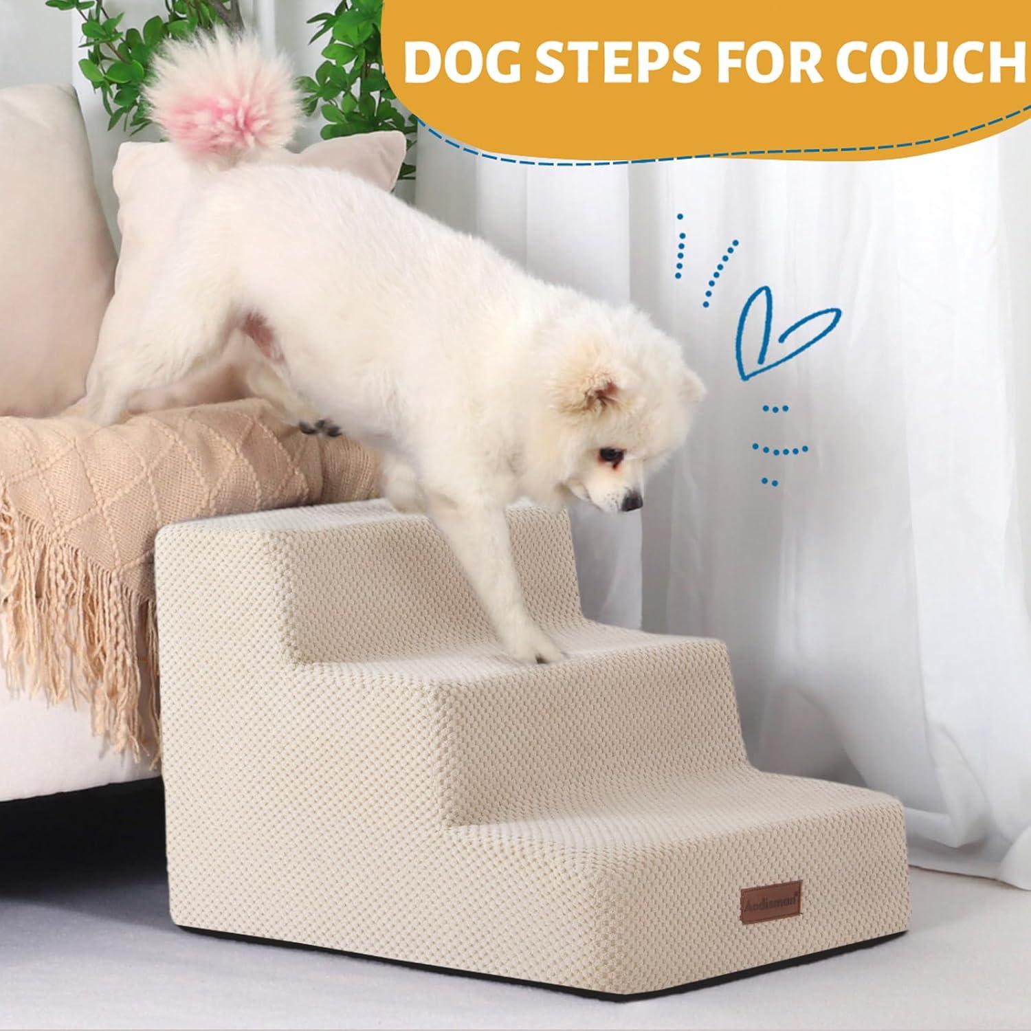 Escalera para Mascotas Antideslizante Aodisman 3 Pasos Beige 34.5 cm
