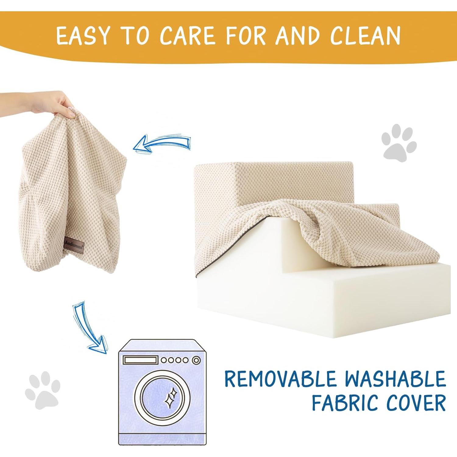 Escalera para Mascotas Antideslizante Aodisman 3 Pasos Beige 34.5 cm