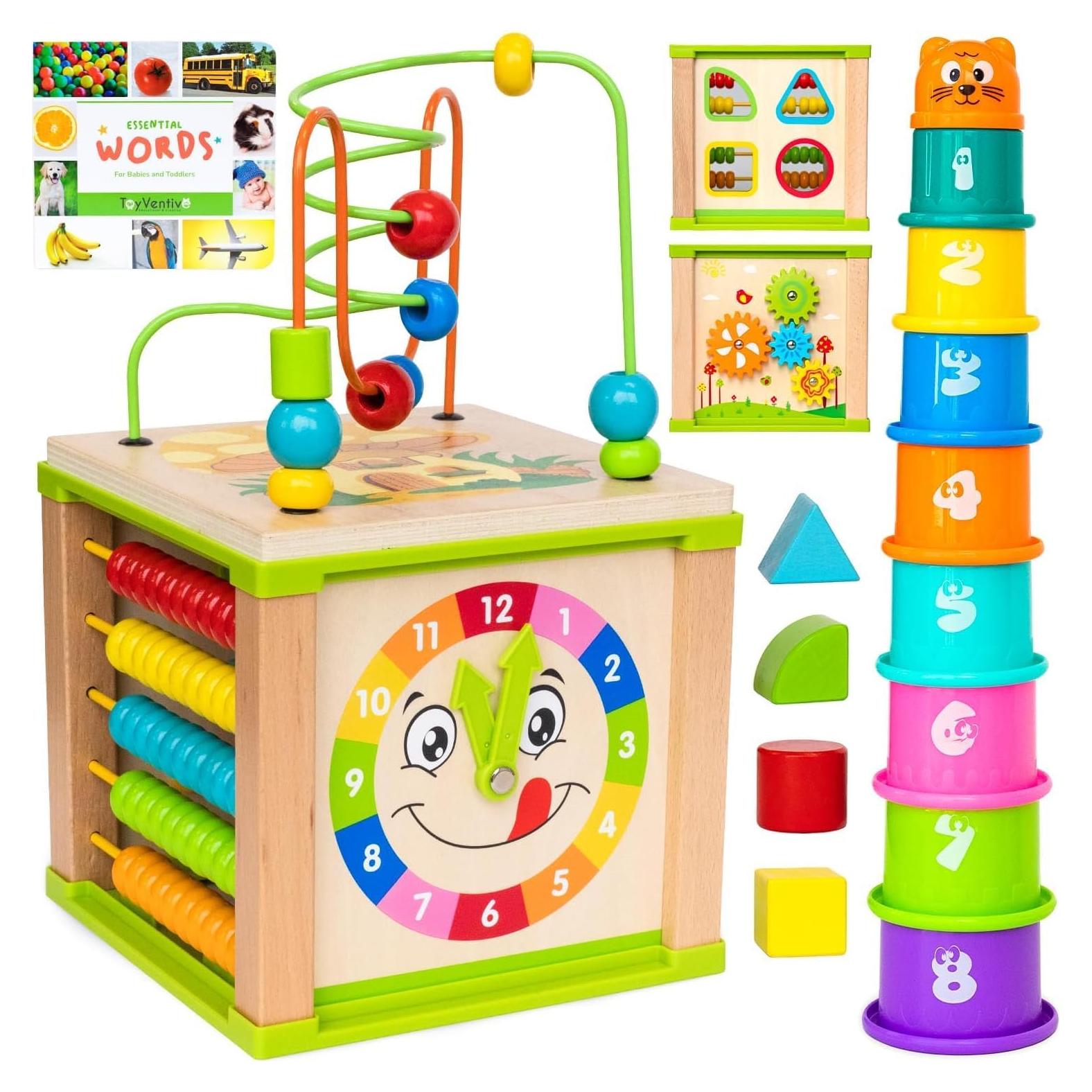 Cubo de Actividad de Madera ToyVentive 5 en 1 para Niños